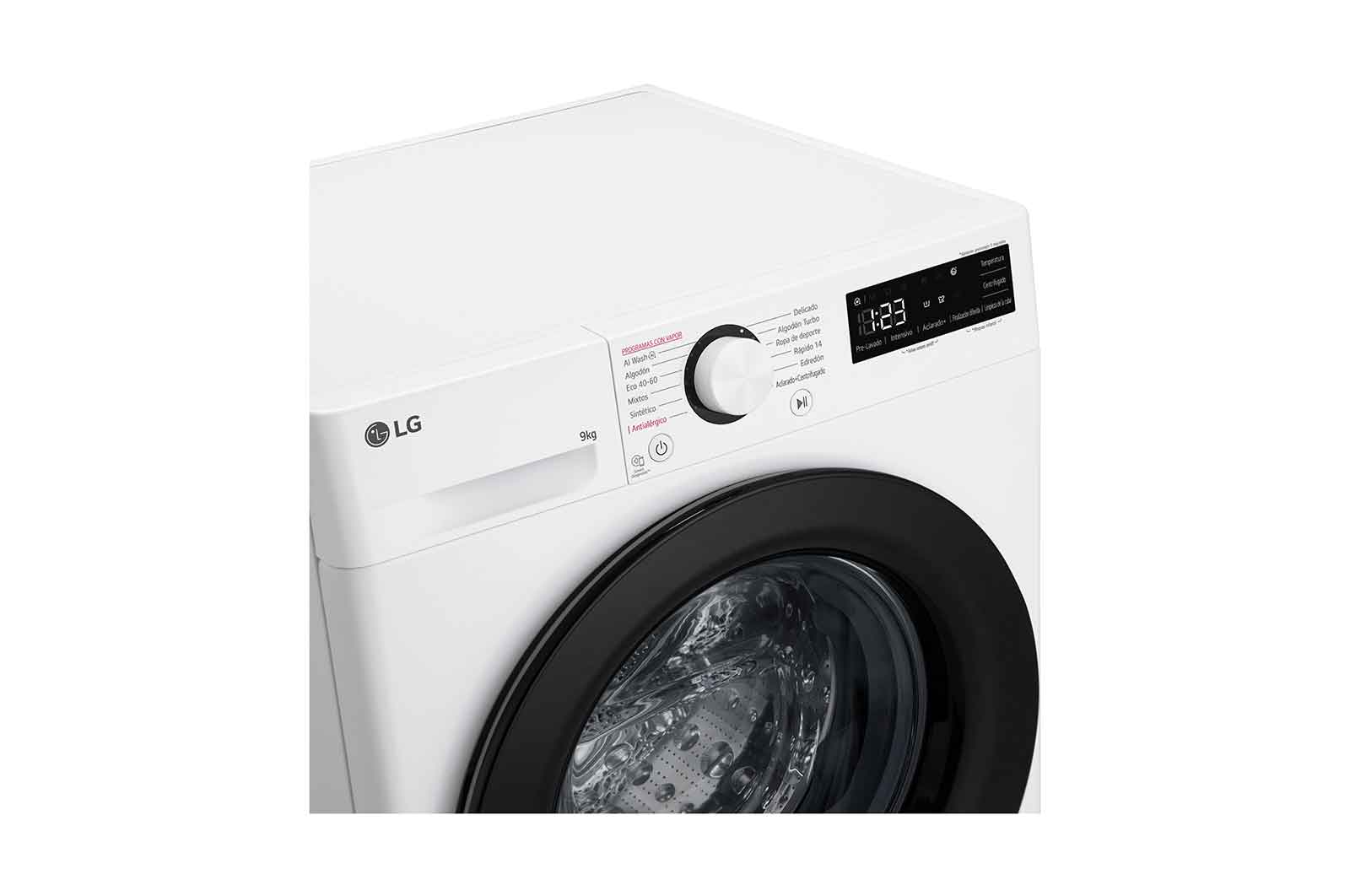 LG Lavadora inteligente AI Direct Drive,  Vapor,  9kg ,  1400rpm Un 10% más eficiente que A, Serie 500, F4WR5009A6W