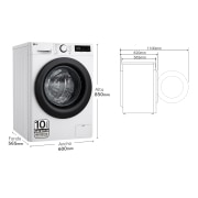 LG Lavadora inteligente AI Direct Drive, Vapor, 9kg , 1400rpm Un 10% más eficiente que A, Serie 500, F4WR5009A6W.OUTLET