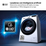 LG Lavadora inteligente AI Direct Drive, Vapor, 9kg , 1400rpm Un 10% más eficiente que A, Serie 500, F4WR5009A6W.OUTLET