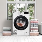 LG Lavadora inteligente AI Direct Drive, Vapor, 9kg , 1400rpm Un 10% más eficiente que A, Serie 500, F4WR5009A6W.OUTLET