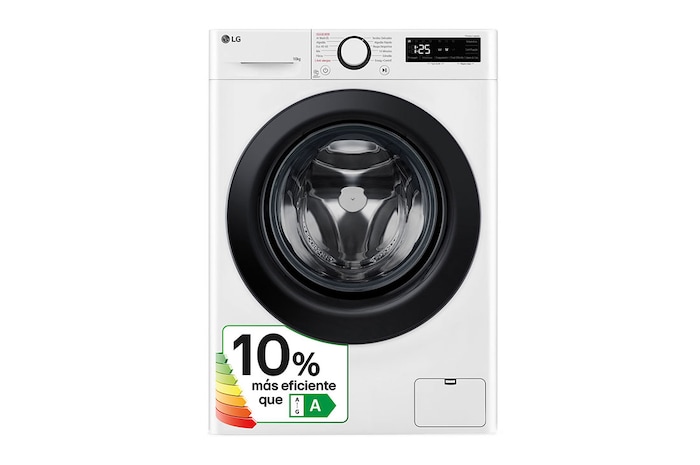 LG Lavadora inteligente AI Direct Drive, Vapor, 10kg , 1400rpm Un 10% más eficiente que A, Serie 500, WR5010A6W.OBSEXC