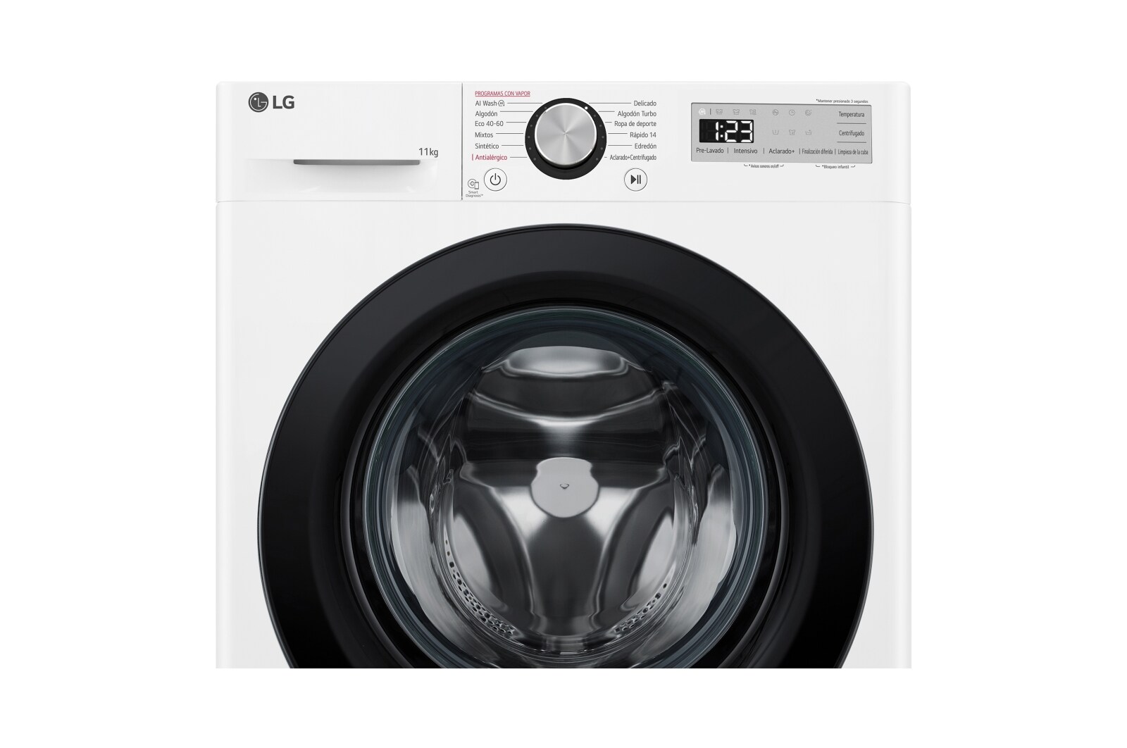 LG Lavadora inteligente AI Direct Drive, Vapor, 11kg ,1400rpm Un 10% más eficiente que A, Serie 500, F4WR5011A6F