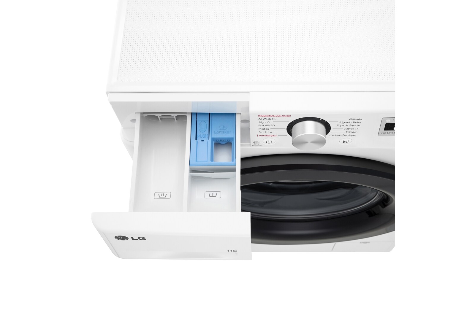 LG Lavadora inteligente AI Direct Drive, Vapor, 11kg ,1400rpm Un 10% más eficiente que A, Serie 500, F4WR5011A6F