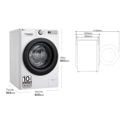 LG Lavadora inteligente AI Direct Drive, Vapor, 11kg ,1400rpm Un 10% más eficiente que A, Serie 500, F4WR5011A6F
