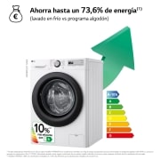 LG Lavadora inteligente AI Direct Drive, Vapor, 11kg ,1400rpm Un 10% más eficiente que A, Serie 500, F4WR5011A6F
