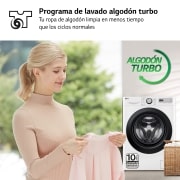 LG Lavadora inteligente AI Direct Drive, Vapor, 11kg ,1400rpm Un 10% más eficiente que A, Serie 500, F4WR5011A6F