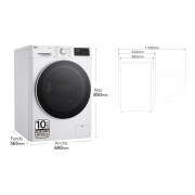 LG Outlet Lavadora inteligente AI Direct Drive. Vapor, Autodosificación, 9kg , 1400rpm Un 10% más eficiente que A, Serie 550, F4WR5509A0W.OUTLET