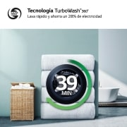 LG Outlet Lavadora inteligente AI Direct Drive. Vapor, Autodosificación, 9kg , 1400rpm Un 10% más eficiente que A, Serie 550, F4WR5509A0W.OUTLET