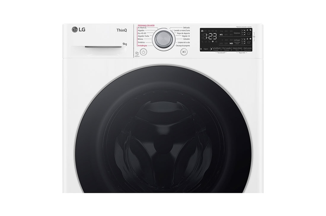 LG Lavadora inteligente AI Direct Drive. Vapor, Autodosificación, 9kg , 1400rpm Un 10% más eficiente que A, Serie 550, F4WR5509A1W