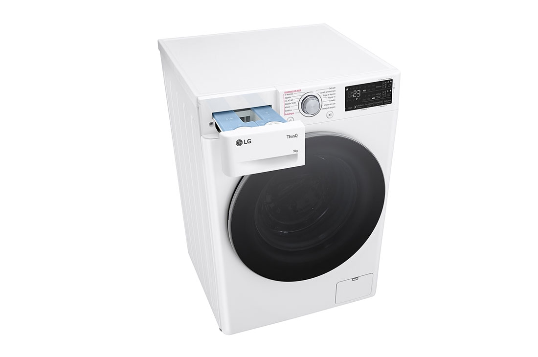 LG Lavadora inteligente AI Direct Drive. Vapor, Autodosificación, 9kg , 1400rpm Un 10% más eficiente que A, Serie 550, F4WR5509A1W