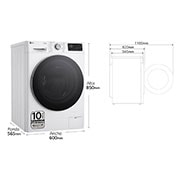 LG Lavadora inteligente AI Direct Drive. Vapor, Autodosificación, 9kg , 1400rpm Un 10% más eficiente que A, Serie 550, F4WR5509A1W