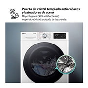LG Lavadora inteligente AI Direct Drive. Vapor, Autodosificación, 9kg , 1400rpm Un 10% más eficiente que A, Serie 550, F4WR5509A1W
