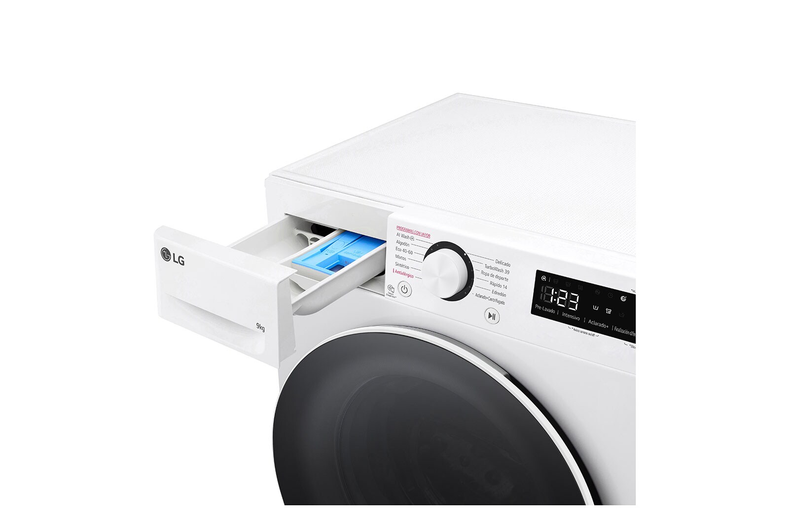 LG Lavadora inteligente AI Direct Drive. TurboWash 360º, Vapor,  9kg ,  1400rpm Un 10% más eficiente que A, Serie 600, F4WR6009A0W