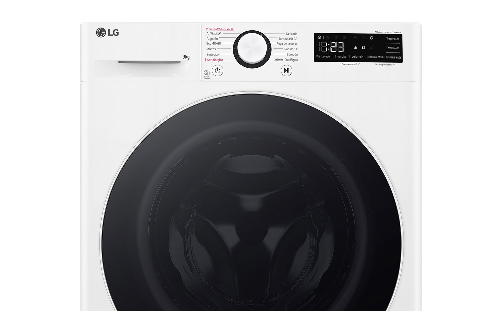 LG Lavadora inteligente AI Direct Drive. TurboWash 360º, Vapor,  9kg ,  1400rpm Un 10% más eficiente que A, Serie 600, F4WR6009A0W