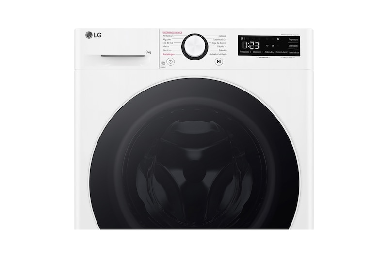 LG Lavadora inteligente AI Direct Drive. TurboWash 360º, Vapor, 9kg , 1400rpm Un 10% más eficiente que A, Serie 600, F4WR6009A0W.OBSEXC