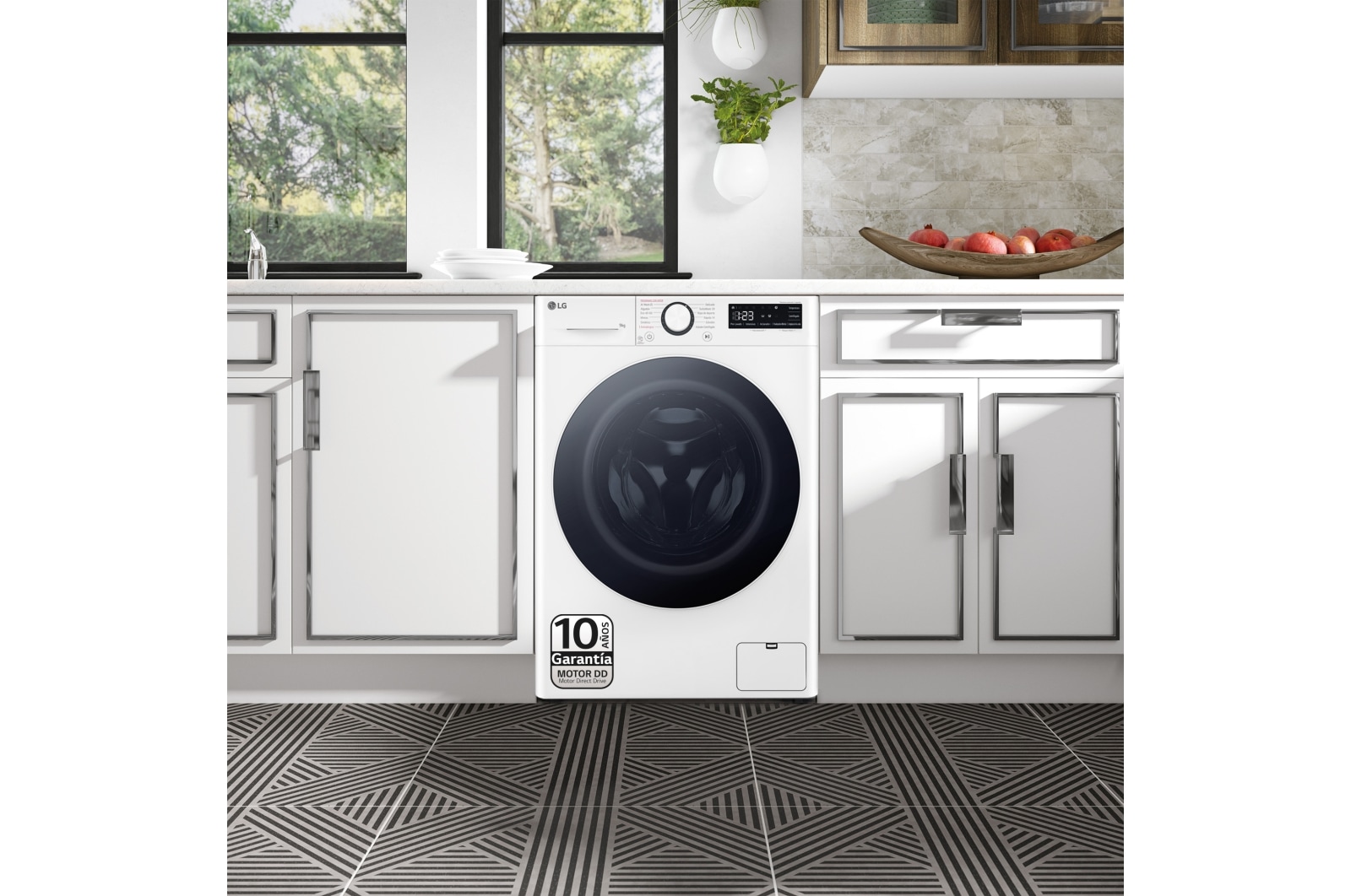 LG Lavadora inteligente AI Direct Drive. TurboWash 360º, Vapor,  9kg ,  1400rpm Un 10% más eficiente que A, Serie 600, F4WR6009A0W