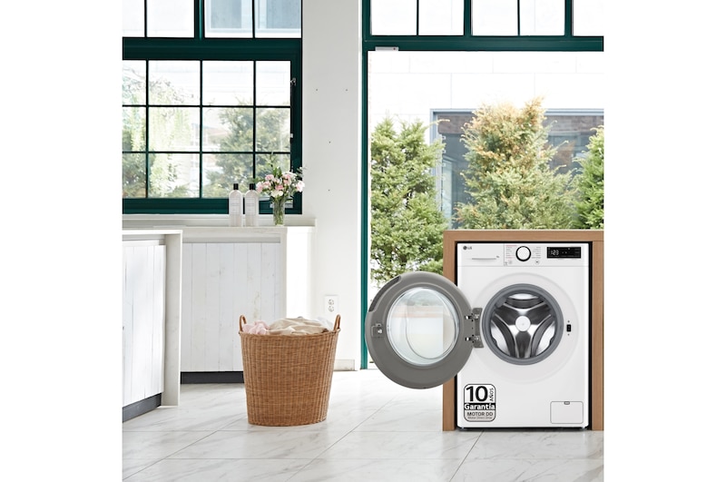 LG Lavadora inteligente AI Direct Drive. TurboWash 360º, Vapor, 9kg , 1400rpm Un 10% más eficiente que A, Serie 600, F4WR6009A0W.OBSEXC