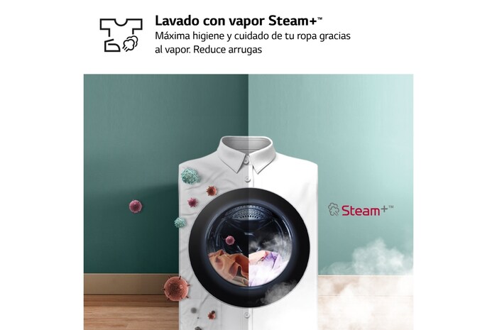 LG Outlet Lavadora inteligente AI Direct Drive. TurboWash 360º, Vapor, 9kg , 1400rpm Un 10% más eficiente que A, Serie 600, WR6009A0W.OUTLET