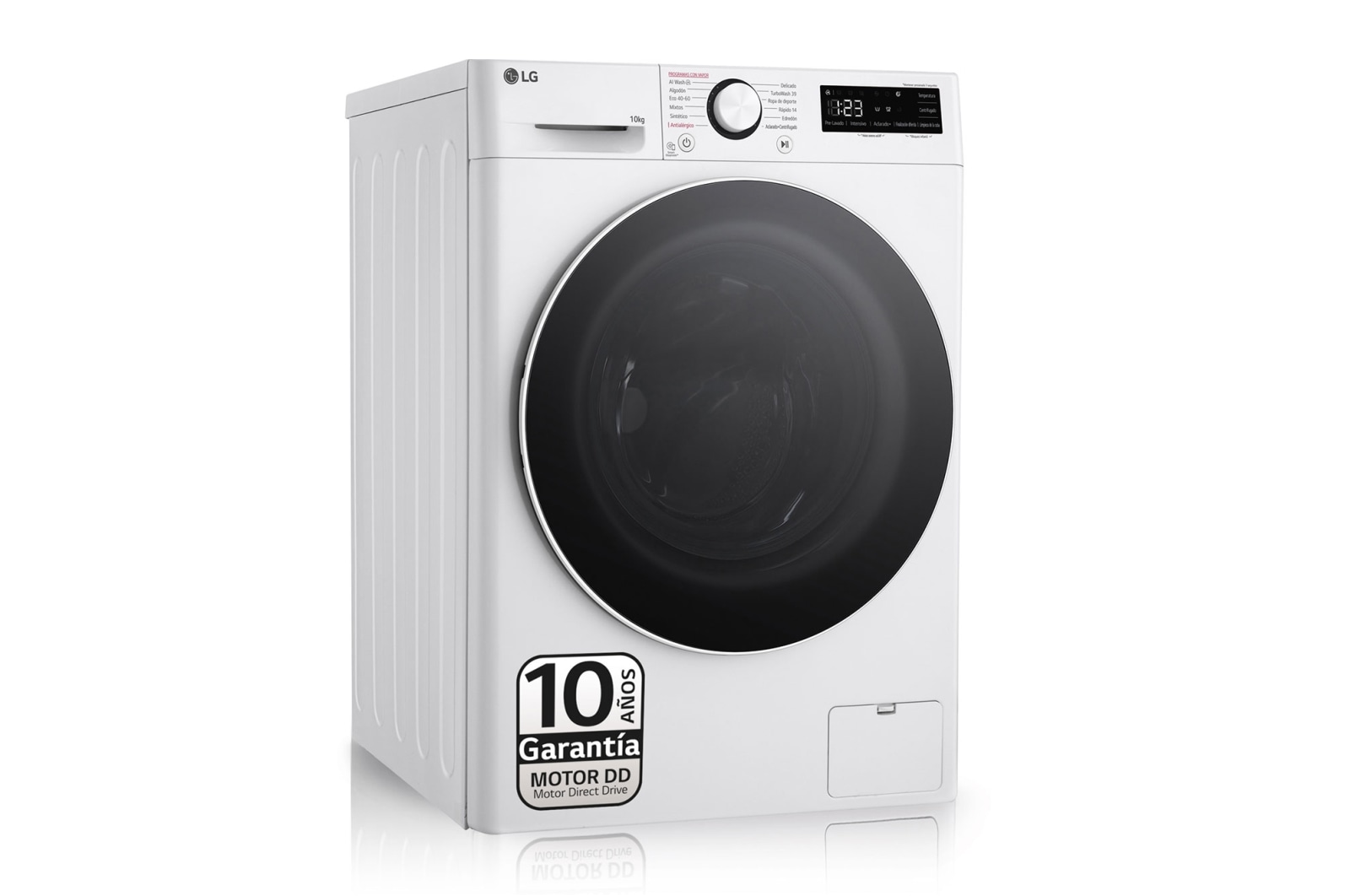 LG Lavadora inteligente AI Direct Drive. TurboWash 360º, Vapor,  10kg ,  1400rpm Un 10% más eficiente que A, Serie 600 , F4WR6010A0W