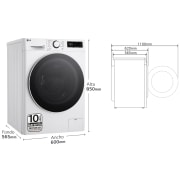 LG Lavadora inteligente AI Direct Drive. TurboWash 360º, Vapor,  10kg ,  1400rpm Un 10% más eficiente que A, Serie 600 , F4WR6010A0W