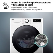 LG Outlet Lavadora inteligente AI Direct Drive. TurboWash 360º, Vapor, 10kg , 1400rpm Un 10% más eficiente que A, Serie 600, WR6010AGW.OUTLET