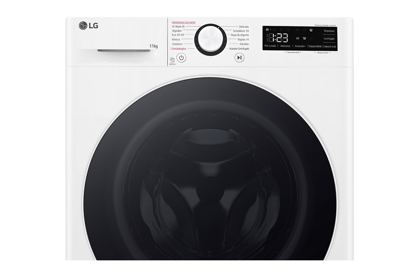 LG Lavadora inteligente AI Direct Drive. TurboWash 360º, Vapor,  11kg ,  1400rpm Un 10% más eficiente que A, Serie 600, F4WR6011A0W