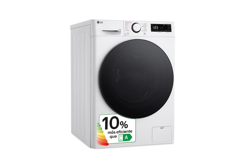 Vista frontal de Lavadora inteligente AI Direct Drive. TurboWash 360º, Vapor, 11kg , 1400rpm Un 10% más eficiente que A, Serie 600 F4WR60110W.OBSEXC