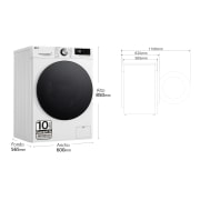 LG Lavadora inteligente AI Direct Drive. TurboWash 360º, Vapor+, 9kg , 1400rpm Un 10% más eficiente que A, Serie 700, F4WR7009AGW.OBSEXC