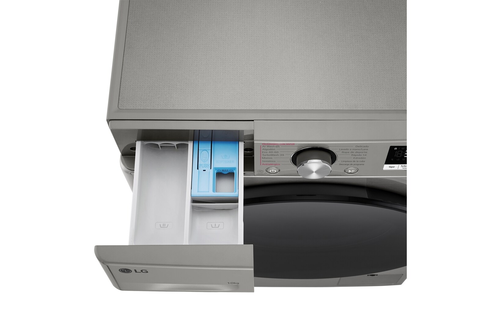 LG Lavadora inteligente AI Direct Drive. TurboWash 360º, Vapor+, 10kg , 1400rpm Un 10% más eficiente que A, Serie 700, WR7010AGS.OBSEXC