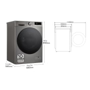 LG Lavadora inteligente AI Direct Drive. TurboWash 360º, Vapor+, 10kg , 1400rpm Un 10% más eficiente que A, Serie 700, WR7010AGS.OBSEXC
