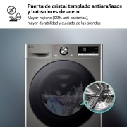 LG Lavadora inteligente AI Direct Drive. TurboWash 360º, Vapor+, 10kg , 1400rpm Un 10% más eficiente que A, Serie 700, WR7010AGS.OBSEXC