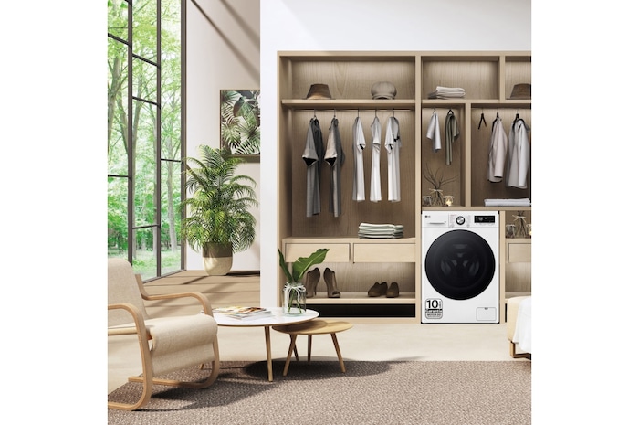 LG Lavadora 10kg ,  1400rpm  Un 10% más eficiente que A,   TurboWash 360º- Steam +, F4WR7010AGW