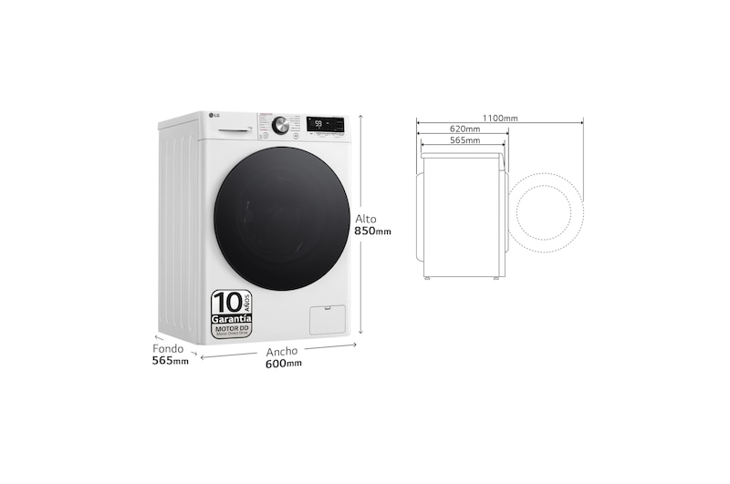 LG Lavadora inteligente AI Direct Drive. TurboWash 360º, Vapor+,  11kg ,  1400rpm Un 10% más eficiente que A, Serie 700, F4WR7011AGW