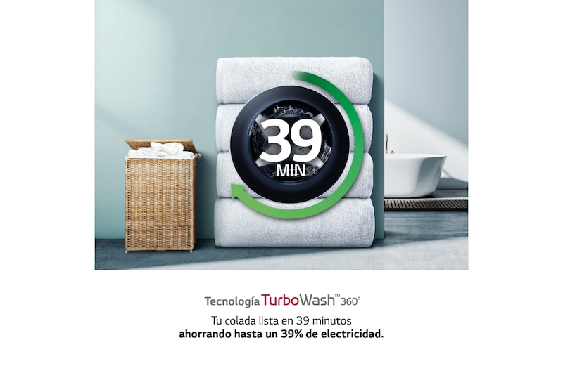 LG Lavadora 9kg 1400rpm , Un 10% más eficiente que A, TurboWash 360º- Dosificador automático detergente, F4WR7509AGH