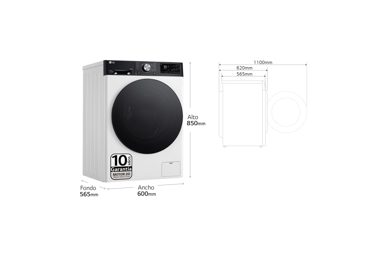 LG Outlet Lavadora inteligente AI Direct Drive. TurboWash 360º, Autodosificación, 10kg , 1400rpm Un 10% más eficiente que A, Serie 750, F4WR7510AGH.OUTLET