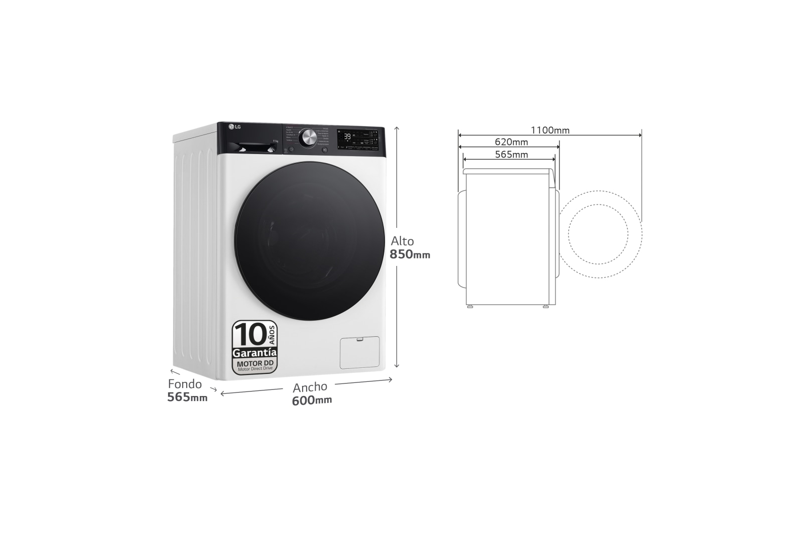 LG Outlet Lavadora 11kg , 1400rpm Un 10% más eficiente que A, TurboWash 360º- Dosificador automático detergente, F4WR7511AGH.OUTLET