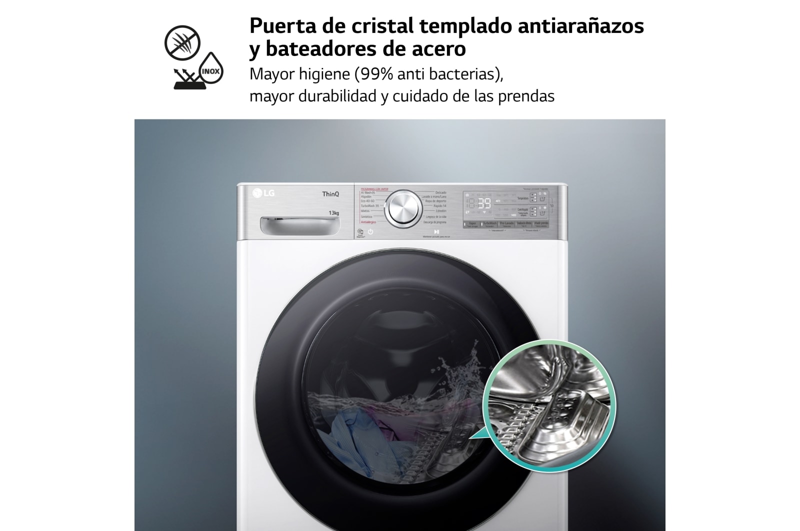 LG Outlet Lavadora inteligente AI Direct Drive. TurboWash 360º, Autodosificación, 13kg , 1400rpm Un 20% más eficiente que A, Serie 950, F4WR9513A2W.OUTLET