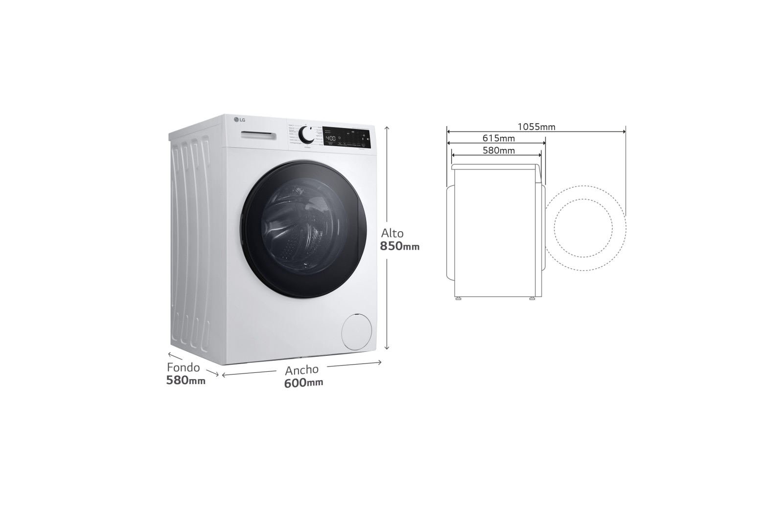 LG 9 kg y 1400 rpm Lavadora Frontal en Blanca AI DD™, F4WT2009S3W