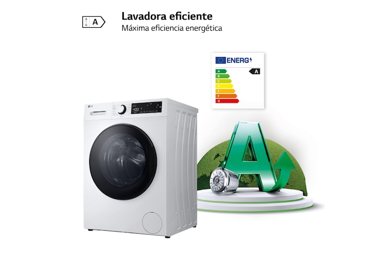 LG Lavadora | LG F4WT2009S3W, Inverter, 9kg, 1400rpm, Serie 100, Clasificación A, Blanca, F4WT2009S3W
