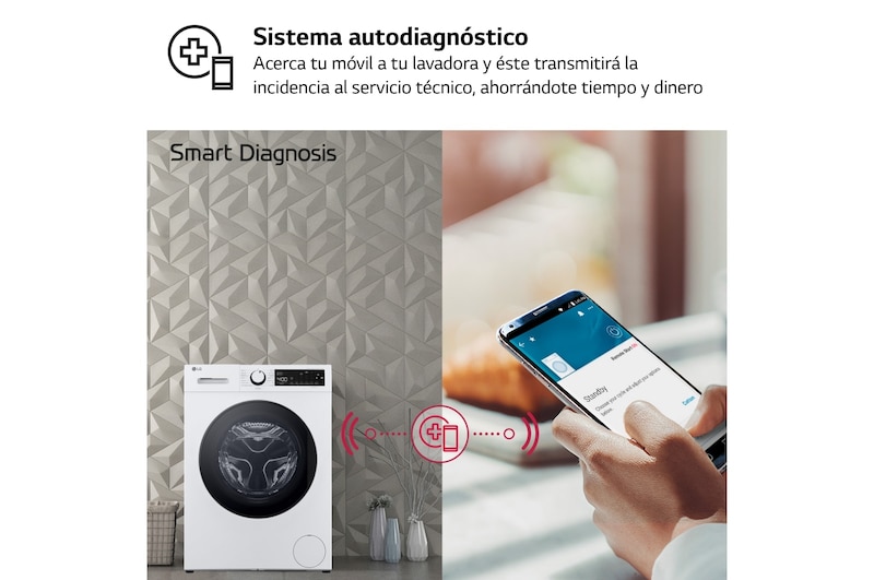 LG Lavadora | LG F4WT2009S3W, Inverter, 9kg, 1400rpm, Serie 100, Clasificación A, Blanca, F4WT2009S3W