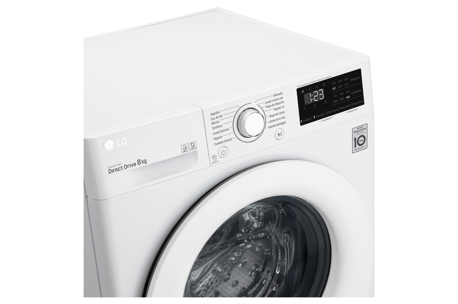 LG Lavadora inteligente AI Direct Drive 8kg, 1400rpm, Clasificación C, Blanca, Serie 300, F4WV3008N3W