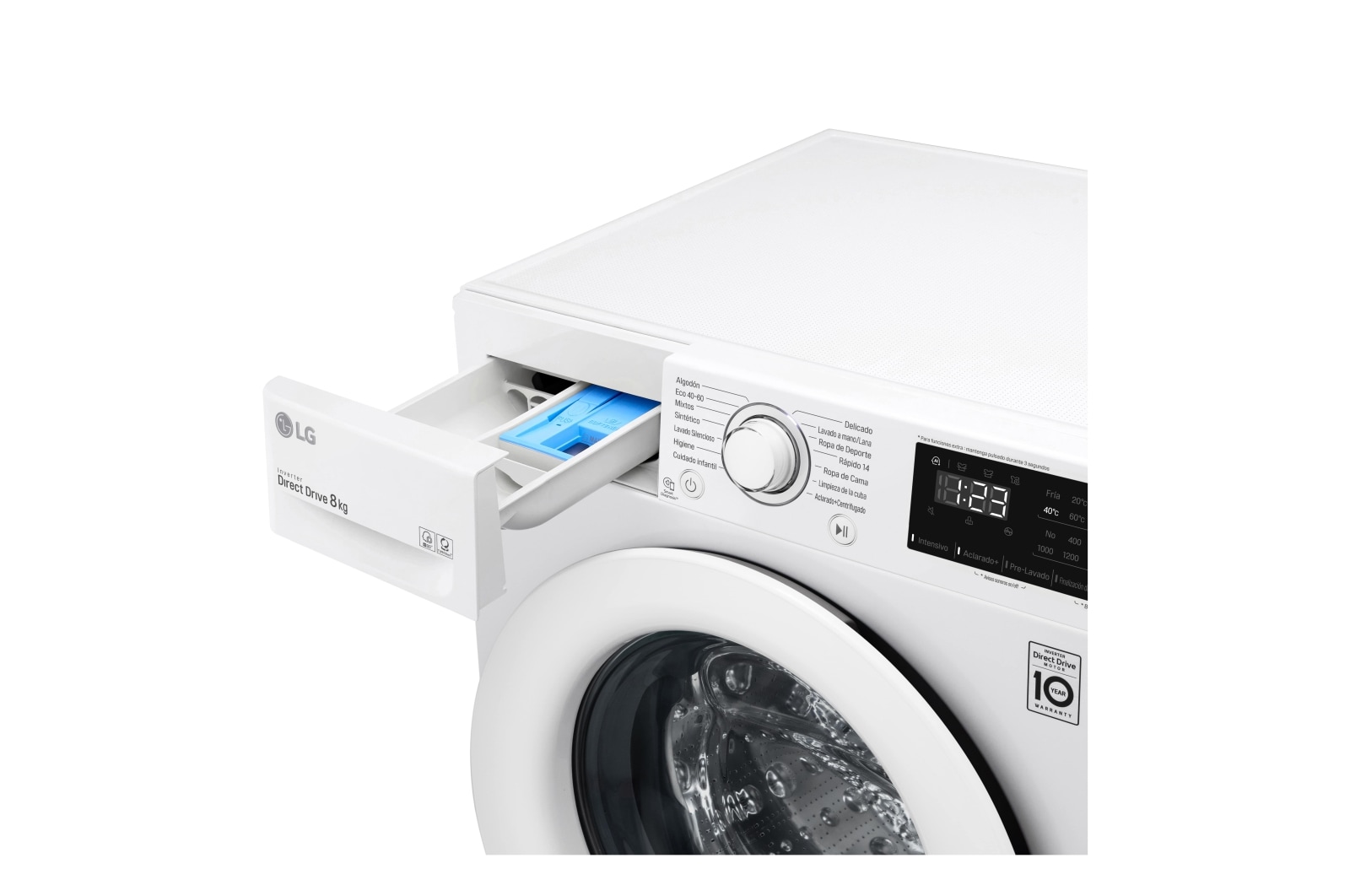 LG Lavadora inteligente AI Direct Drive 8kg, 1400rpm, Clasificación C, Blanca, Serie 300, F4WV3008N3W