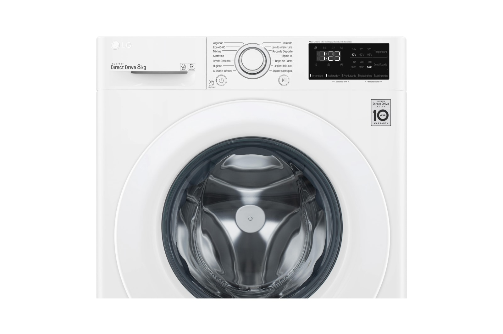 LG Lavadora inteligente AI Direct Drive 8kg, 1400rpm, Clasificación C, Blanca, Serie 300, F4WV3008N3W