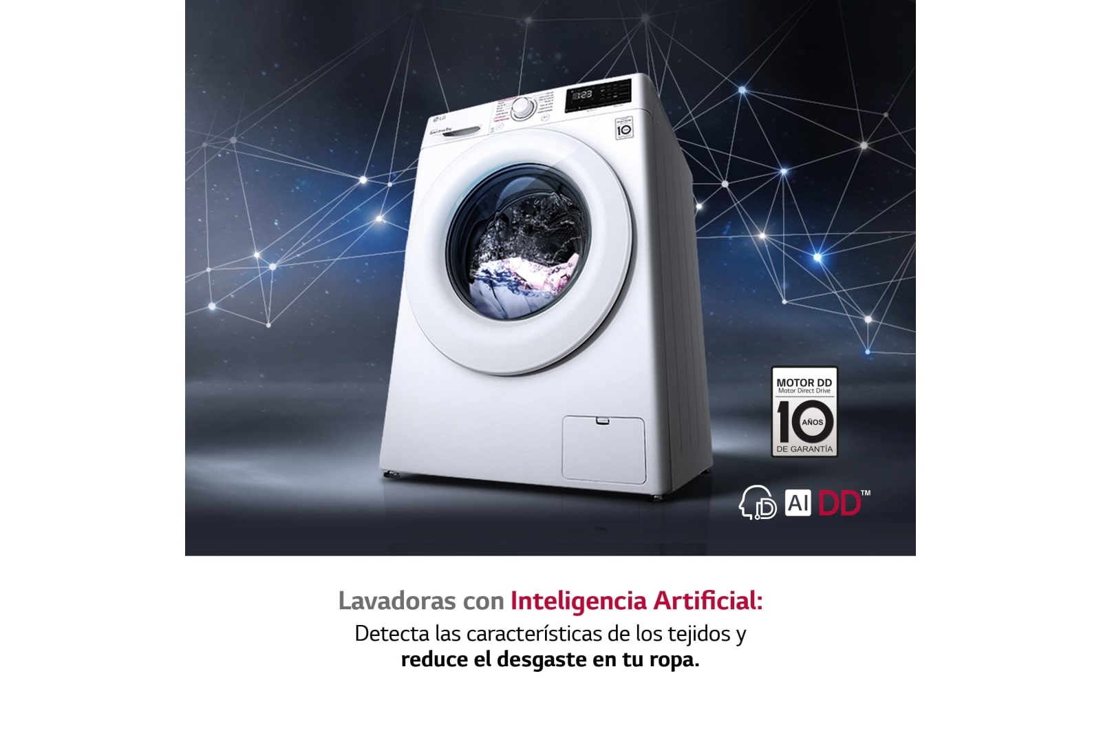 LG Lavadora inteligente AI Direct Drive 8kg, 1400rpm, Clasificación C, Blanca, Serie 300, F4WV3008S3W