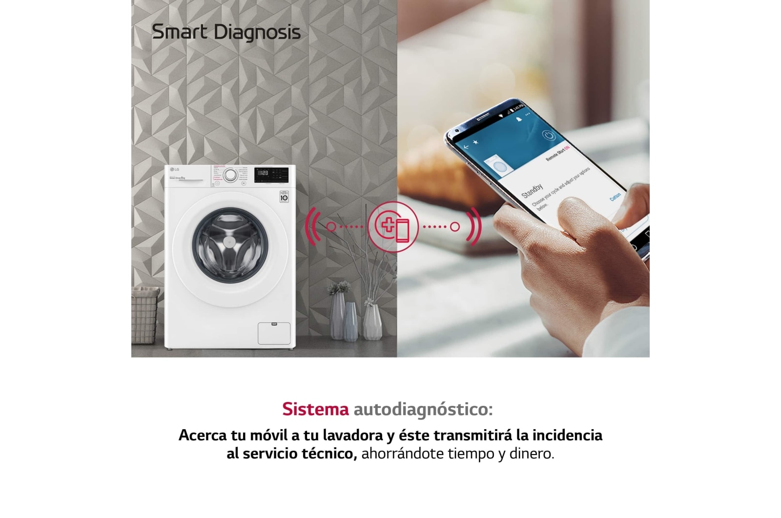 LG Lavadora inteligente AI Direct Drive 8kg, 1400rpm, Clasificación C, Blanca, Serie 300, F4WV3008S3W