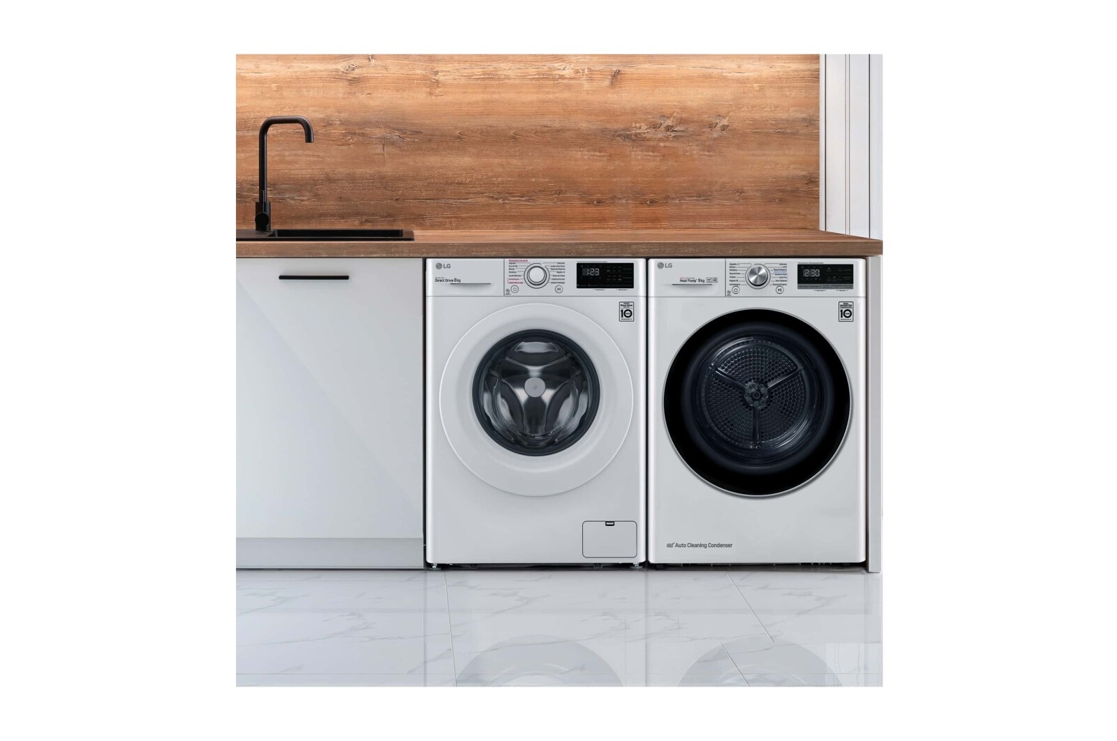 LG Lavadora inteligente AI Direct Drive 8kg, 1400rpm, Clasificación C, Blanca, Serie 300, F4WV3008S3W
