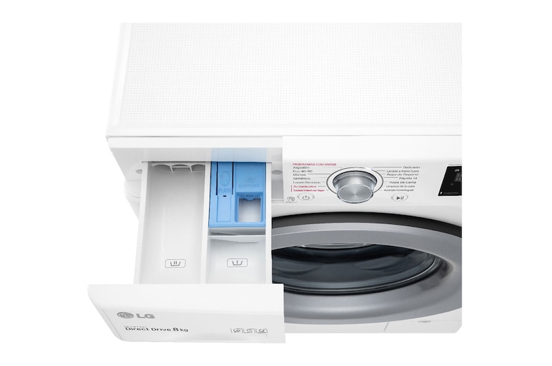 LG Lavadora inteligente AI Direct Drive 8kg, 1400rpm, Clasificación C Blanca, Serie 300, F4WV3008S4W