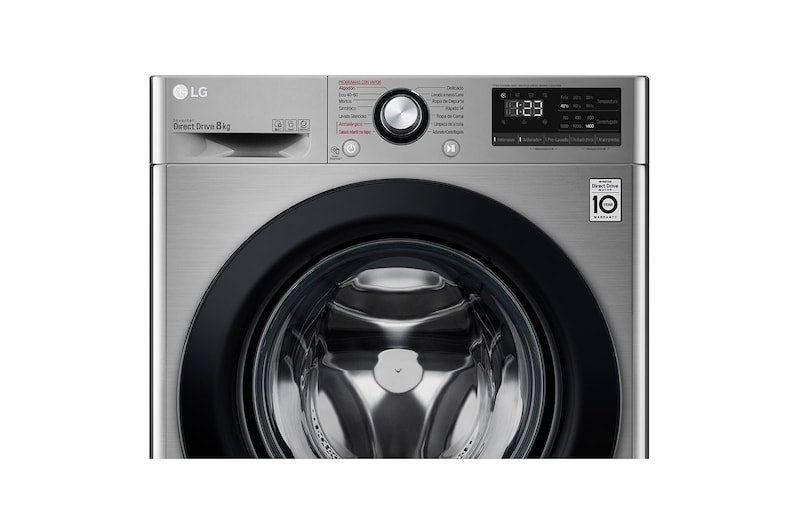 LG Lavadora inteligente AI Direct Drive 8kg, 1400rpm, Clasificación C,  Inox antihuellas, Serie 300, F4WV3008S6S