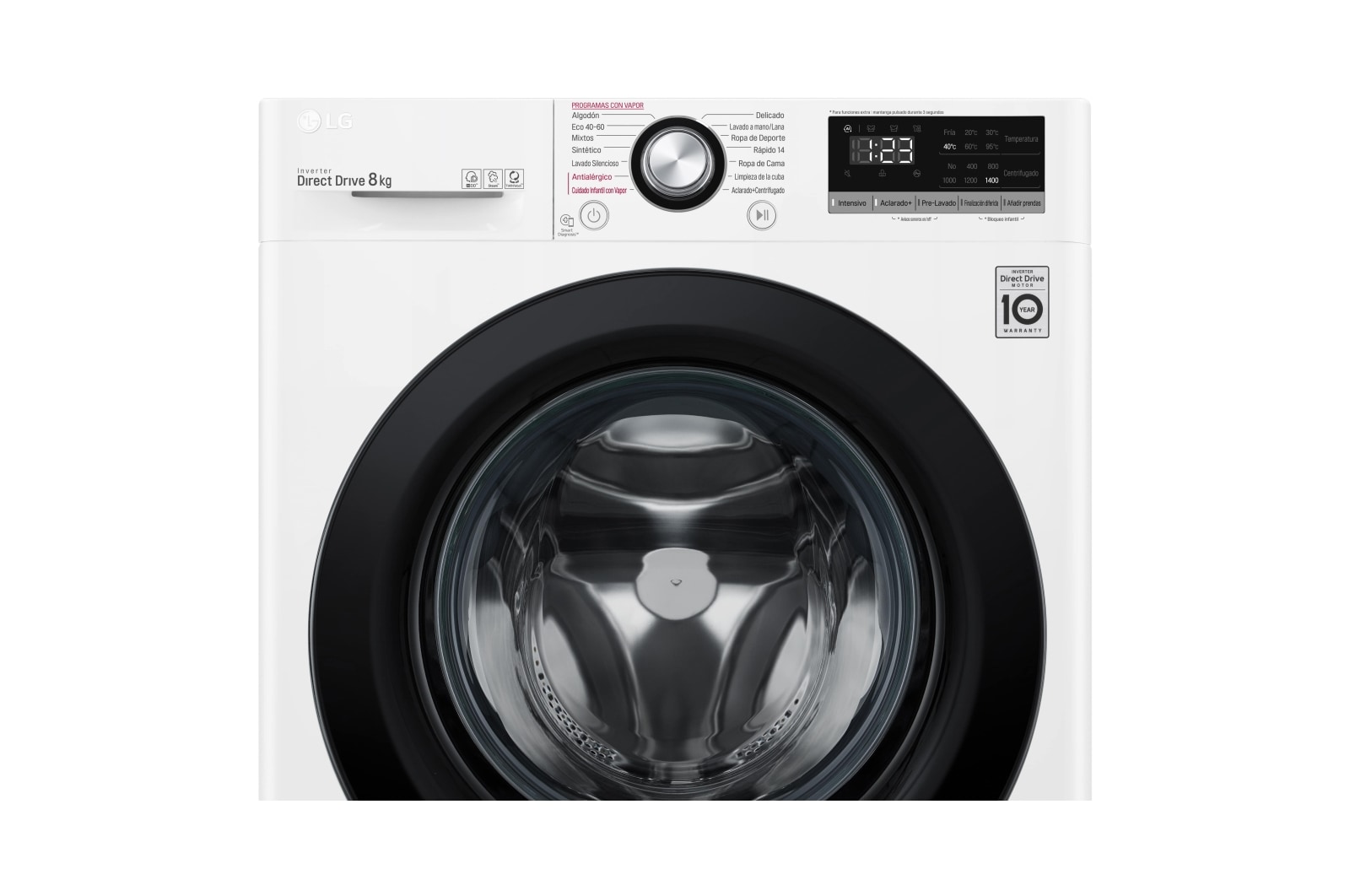 LG  Lavadora inteligente AI Direct Drive 8kg, 1400rpm, Clasificación C, Blanca, Serie 300, F4WV3008S6W