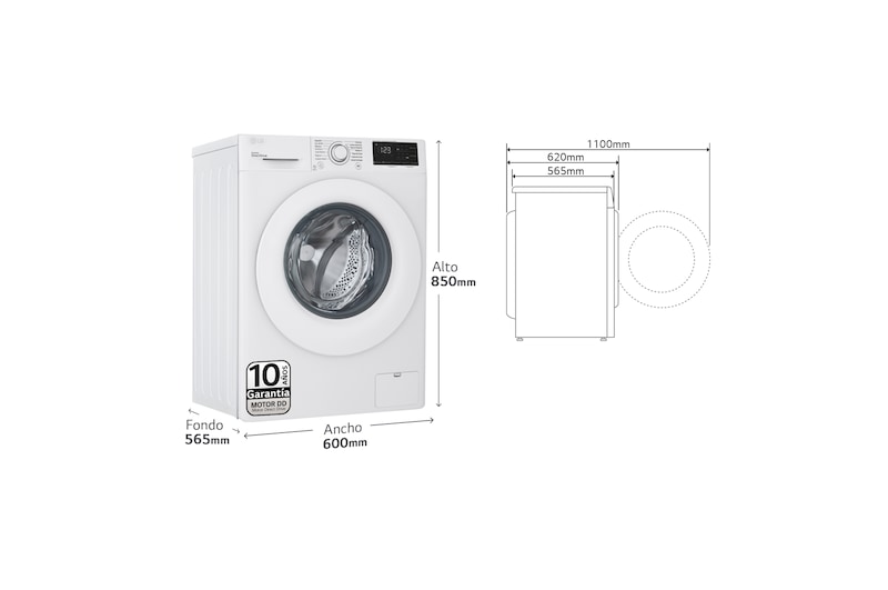 LG Lavadora inteligente AI Direct Drive™, 9kg, 1400, Clasificación B, Blanca, Serie 300, F4WV3009N3W
